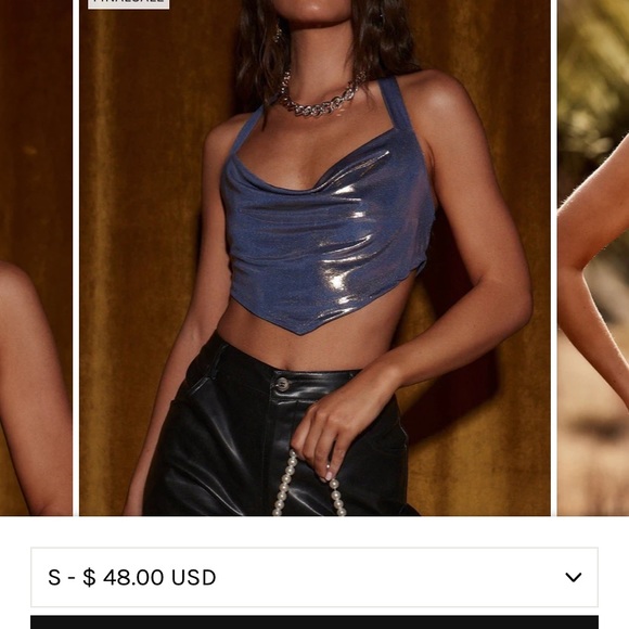 NWOT 12th tribe blue cowl neck slinky crop top FESTIVAL TOP - Picture 3 of 3